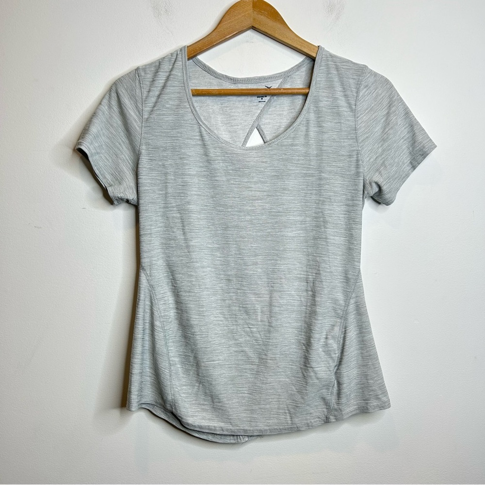 Old Navy Breathe On Light Grey Keyhole Back Tee Shirt